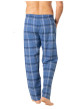 Thumbnail Pyjama long en coton bleu à carreaux avec un col chemise et des poches - Image 4