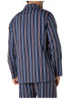 Thumbnail Pyjama long en coton bleu marine à rayures avec un col cubain et des poches - Image 2