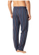 Thumbnail Pyjama long en coton bleu marine à rayures avec un col cubain et des poches - Image 5