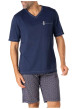 Thumbnail Pyjama court en coton bleu marine à petits motifs avec un col v