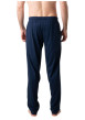 Thumbnail Pyjama long en coton bleu uni à col rond avec une poche plaquée - Image 4