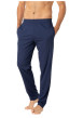 Thumbnail Pyjama long en coton bleu marine uni à col v avec des liserés - Image 3