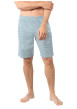 Thumbnail Pyjama court en coton bleu clair à rayures avec un col tunisien - Image 4