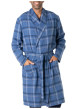 Thumbnail Robe de chambre mi-longue en coton bleue à carreaux avec une ceinture