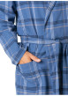 Thumbnail Robe de chambre mi-longue en coton bleue à carreaux avec une ceinture - Image 3