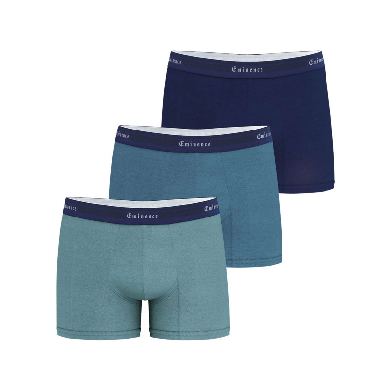 Eminence - Lot De 3 Boxers Classiques En Coton Bleus Unis Avec Le Nom De La Marque - Bleus