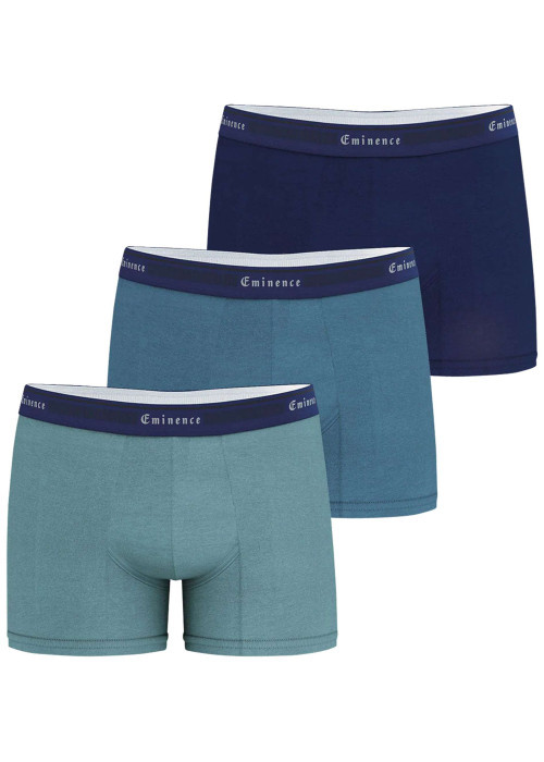 Lot de 3 boxers classiques en coton bleus unis avec le nom de la marque