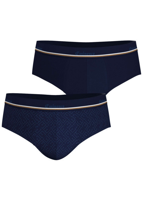 Lot de 2 slips en coton bleus marine avec un imprimé monogrammes