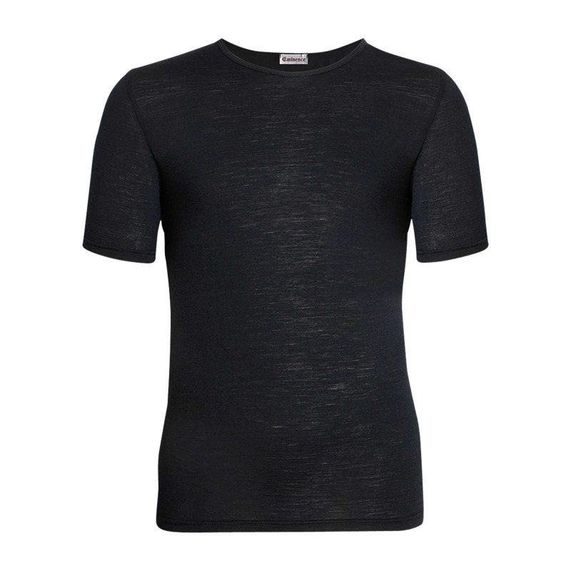 Eminence - T-shirt En Laine Mélangée Noir Chiné à Coupe Près Du Corps Et Col Rond - Noir