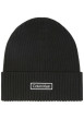 Thumbnail Bonnet en coton noir uni avec un revers sur le bas et nom iconique