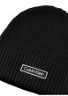 Thumbnail Bonnet en coton noir uni avec un revers sur le bas et nom iconique - Image 3