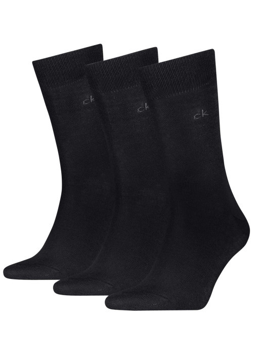 Lot de 3 paires de chaussettes hautes noires unies à coupe haute