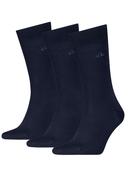 Lot de 3 paires de chaussettes hautes marine unies avec une coupe haute