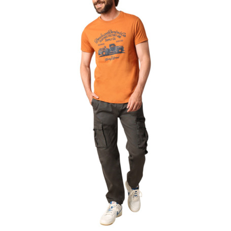 T-shirt en coton ocre avec un col rond et des...