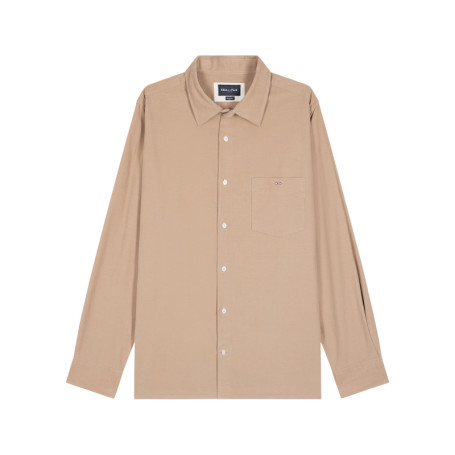 Chemise en coton beige avec un col à rabats et...