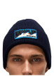 Thumbnail Bonnet marine en maille fine avec patch iconique brodé sur le revers - Image 4