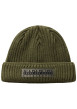 Thumbnail Bonnet kaki en maille tricotée avec nom de la marque brodé en noir