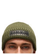 Thumbnail Bonnet kaki en maille tricotée avec nom de la marque brodé en noir - Image 4