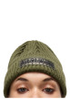 Thumbnail Bonnet kaki en maille tricotée avec nom de la marque brodé en noir - Image 5