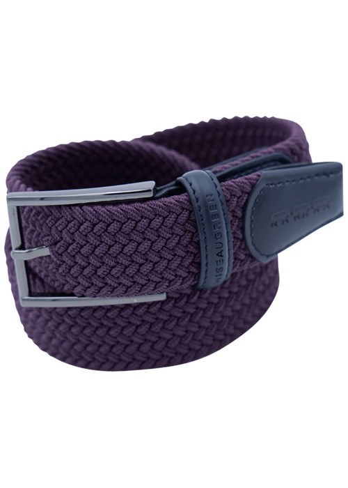 Ceinture bordeaux unie tressée avec une boucle de fermeture en argenté