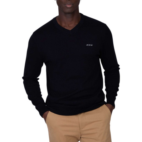 Pull en coton noir uni avec une coupe droite à...