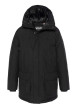 Thumbnail Parka longue noire unie à coupe droite avec un col à capuche et 4 poches