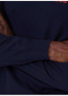Thumbnail Pull en coton marine uni pourvu d'un col rond et de manches longues - Image 3