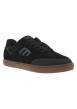 Thumbnail Baskets noires en cuir à talon plat avec des lacets et logo gris - Image 3