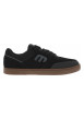 Thumbnail Baskets noires en cuir à talon plat avec des lacets et logo gris