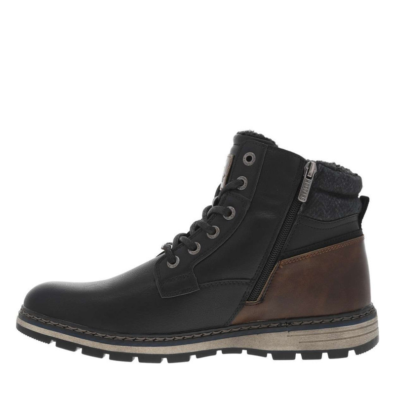 Mustang - Bottines Noires à Talon Plat Pourvues D'une Fermeture Zippée Et De Lacets - Noires Mustang - Bottines Noires à Talon Plat Pourvues D'une Fermeture Zippée Et De Lacets - Noires