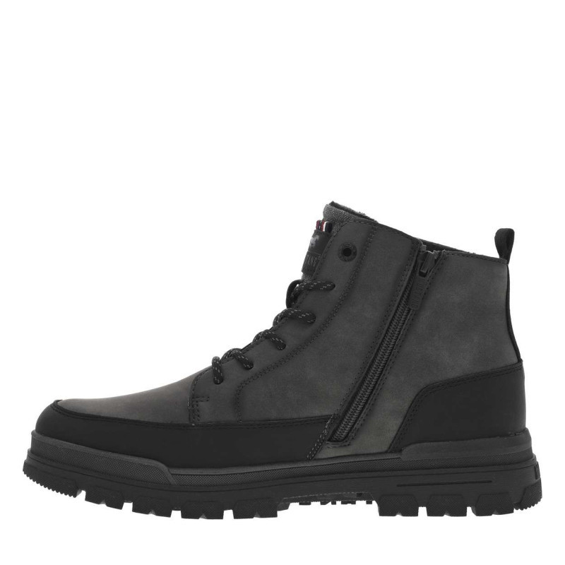 Mustang - Bottines Grises à Talon Plat Pourvues D'une Fermeture Zippée Et De Lacets - Grises Mustang - Bottines Grises à Talon Plat Pourvues D'une Fermeture Zippée Et De Lacets - Grises