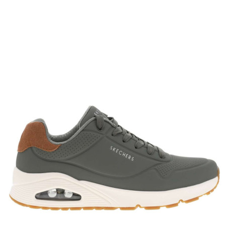 Sneakers vert olive à talon plat avec un logo...