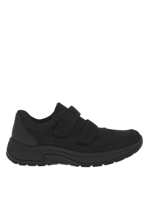 Sneakers en cuir noires à talon plat et à bandes auto-agrippantes