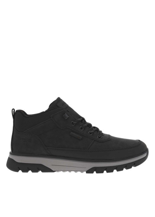 Bottines noires à talon plat avec des lacets ronds et un zip latéral