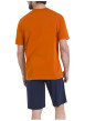 Thumbnail Pyjama short en coton bleu marine et orange pourvu de manches courtes - Image 3