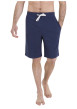 Thumbnail Pyjama en coton bleu marine et jaune pourvu de manches courtes - Image 2
