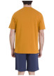 Thumbnail Pyjama en coton bleu marine et jaune pourvu de manches courtes - Image 3