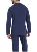 Thumbnail Pyjama en coton marine pourvu d'un col boutonné et de manches longues - Image 3