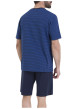 Thumbnail Pyjama short en coton bleu rayé pourvu d'un col rond et de manches courtes - Image 3