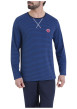 Thumbnail Pyjama en coton bleu marine rayé pourvu d'un col rond et de manches longues