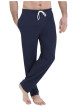 Thumbnail Pyjama en coton bleu marine rayé pourvu d'un col rond et de manches longues - Image 2