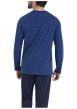 Thumbnail Pyjama en coton bleu marine rayé pourvu d'un col rond et de manches longues - Image 3