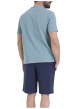 Thumbnail Pyjama en coton marine et bleu clair pourvu d'un col rond et de manches courtes - Image 3