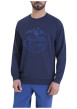 Thumbnail Pyjama en coton bleu imprimé à l'avant et pourvu d'un col rond