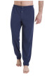 Thumbnail Pyjama chemise en coton marine pourvu d'un col tailleur et de manches longues - Image 2