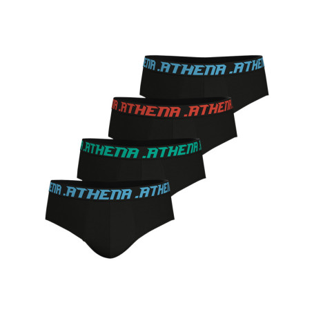 Lot de 4 slips en coton noirs pourvus du logo...