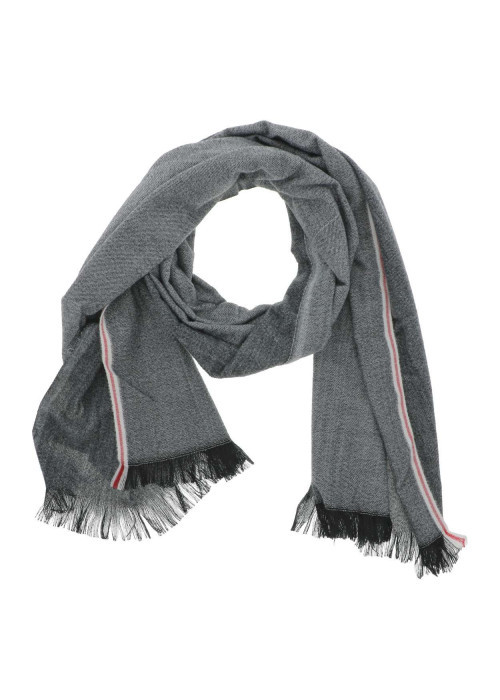 Echarpe douce anthracite et noire avec des bandes sur les côtés