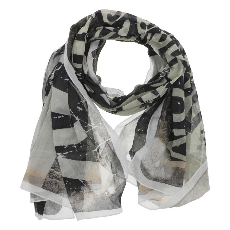Von Dutch - Foulard En Coton Blanc Transparent Avec Des Imprimés Noirs Et Rouges - Blanc