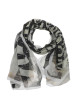 Thumbnail Foulard en coton blanc transparent avec des imprimés noirs et rouges