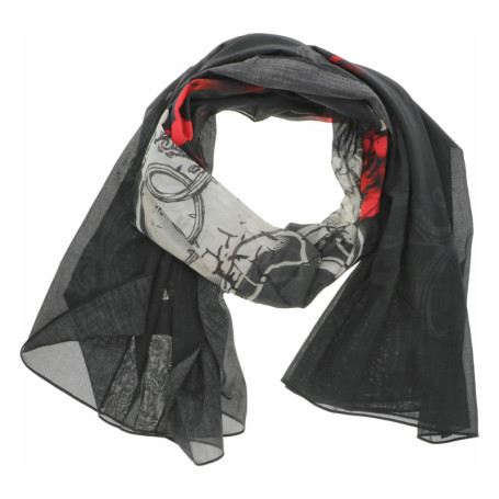 Foulard en coton noir transparent avec des...